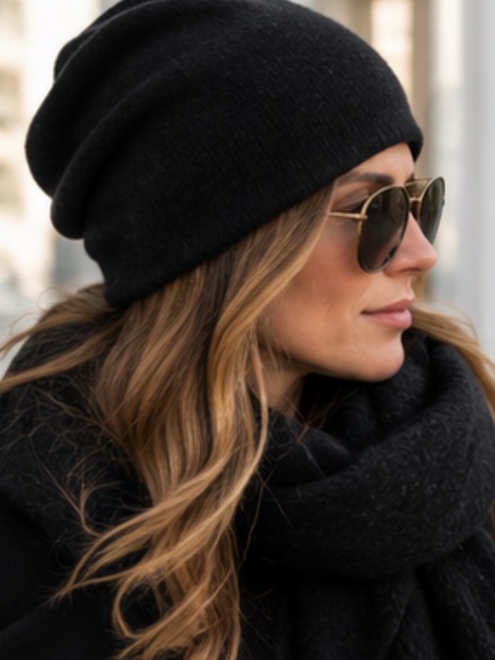 Golightly Accessories - Golightly Cashmere 100% Cashmere Black Beanie Hat Made in USA